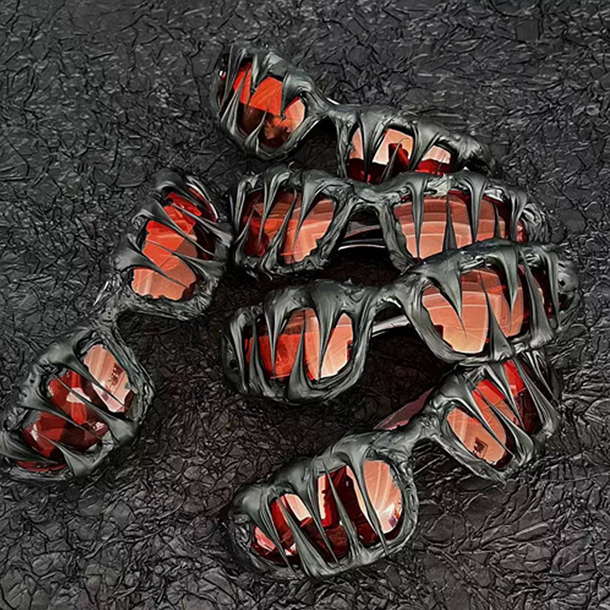 Asymmetrical Edgy Handmade Resin Sunglasses Unique Mutant Personality Venom Halloween Fashion Statement Sun Glasses