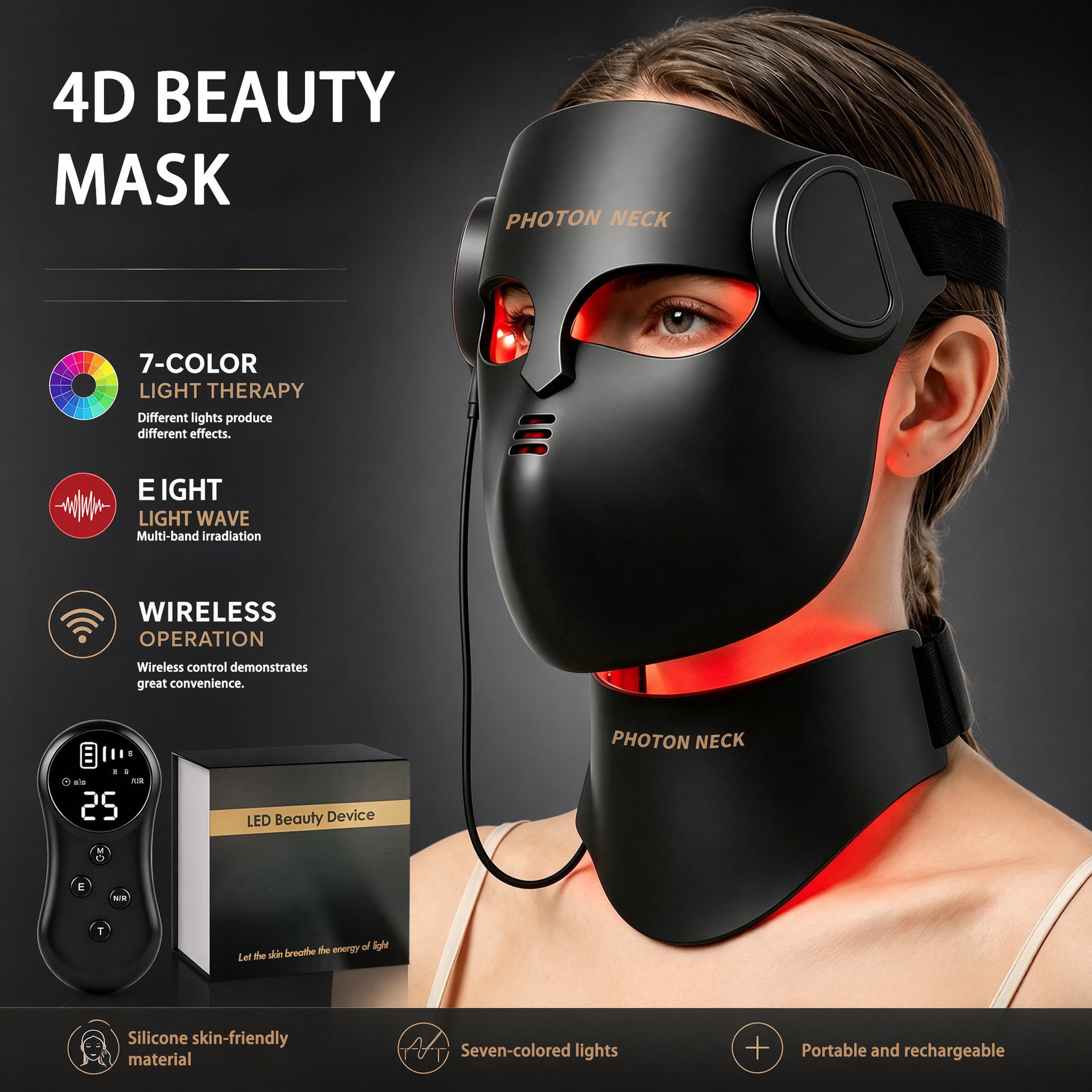Wireless LED Silicone Face Mask