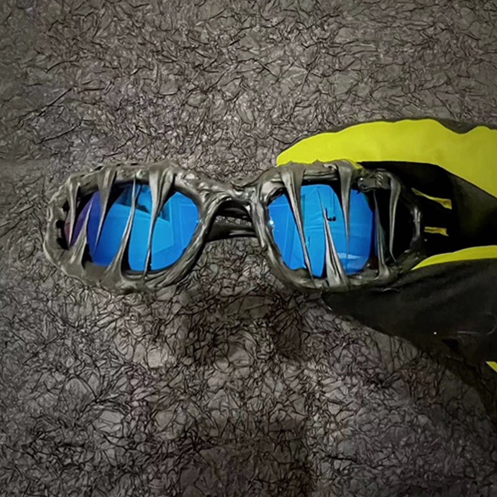 Asymmetrical Edgy Handmade Resin Sunglasses Unique Mutant Personality Venom Halloween Fashion Statement Sun Glasses