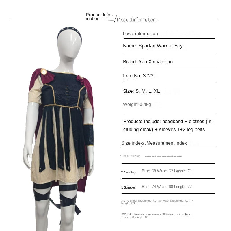 Spartan Warrior Costume Halloween Costume Cosplay Costume Performance Costume Roman Gladiator Costume Matador