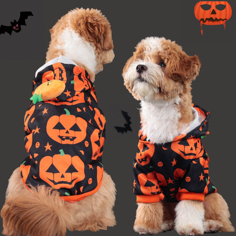 Halloween Pet Dog Clothes Cat Dog Halloween Pumpkin Hoodie Sweatshirt for Medium and Small Dogs Teddy Factory Direct