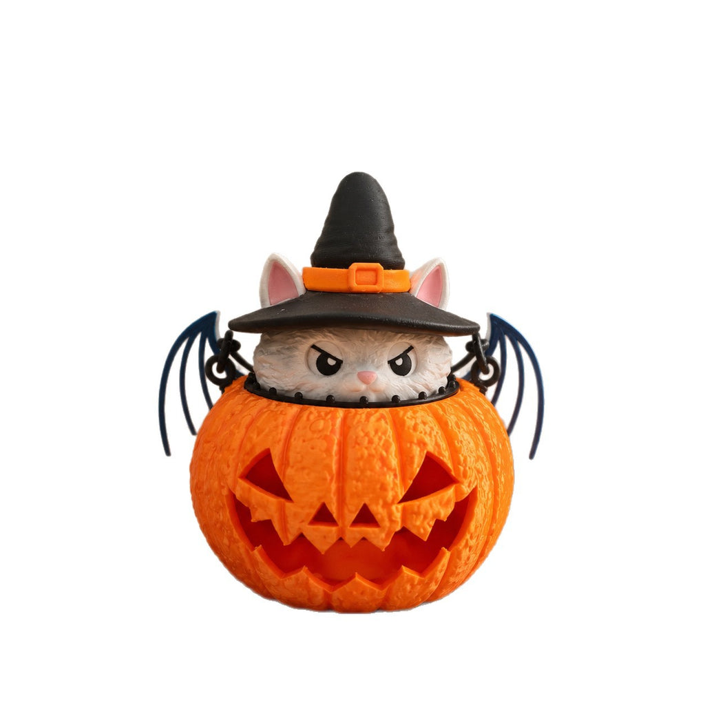 Halloween Cat Pumpkin Lantern 3D Printed LED Desk Decorative Lamp for Festival Party Decoration