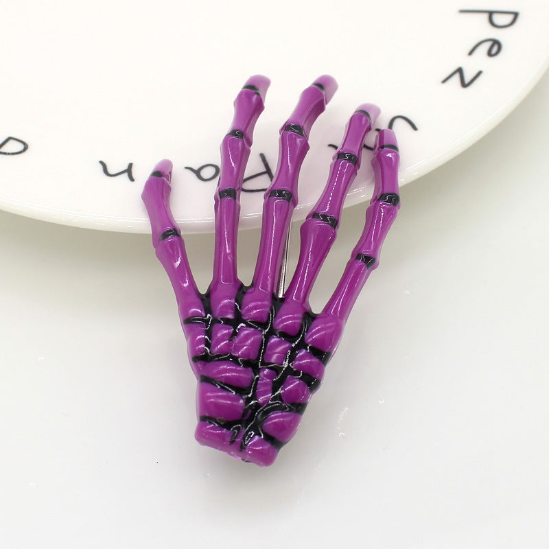 Glow-in-the-Dark Transparent Halloween Hand Bone Hair Clip Creative Funny Hair Accessory Hairpin Costume Prop Decoration