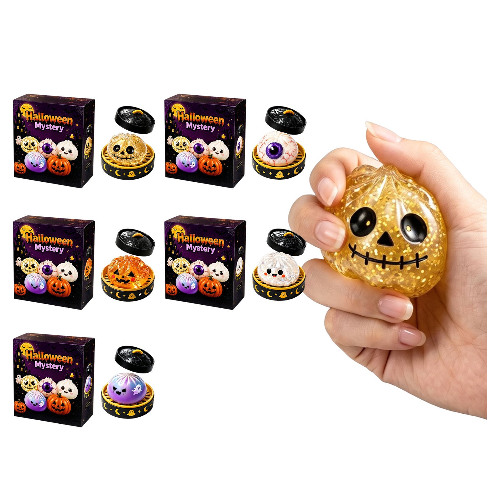 Halloween Squishy Toy Soft Material Non-Sticky Fun Shape Halloween Atmosphere Slow Rebound Squishy Toy
