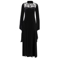 Halloween Witch Sexy Split Long Dress Style Lace Cut-out Flared Sleeve Dress for Women