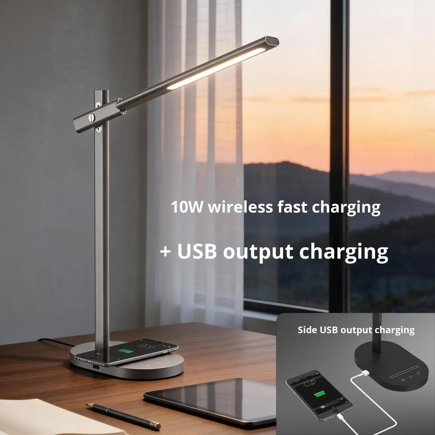 Desk Lamp with Wireless Charging