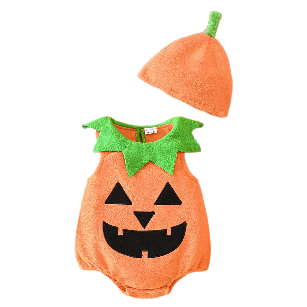 Cute Pumpkin Embroidered Baby Onesie Halloween Infant Bodysuit Crawling Outfit