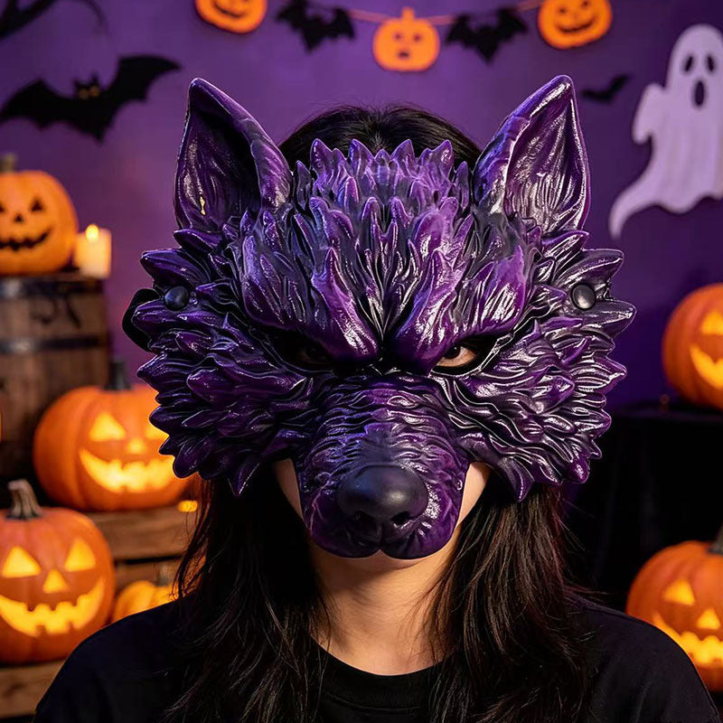 Halloween Wolf Head Mask Gold Silver Werewolf Cosplay Costume Party Prop Atmosphere Cloth