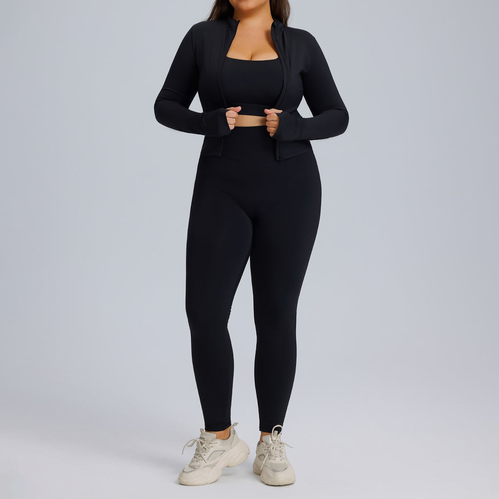 Long sleeved yoga suit set women's sportswear three piece set