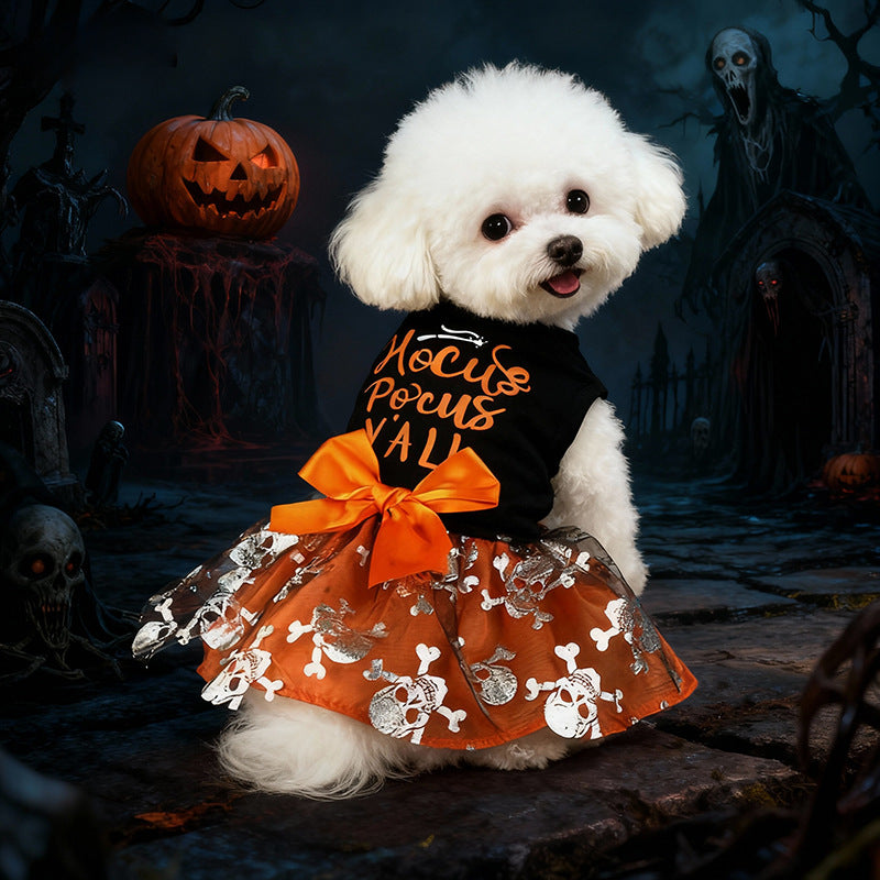 Pet Clothes Halloween Dog Cat Party Decoration Halloween Skull Black