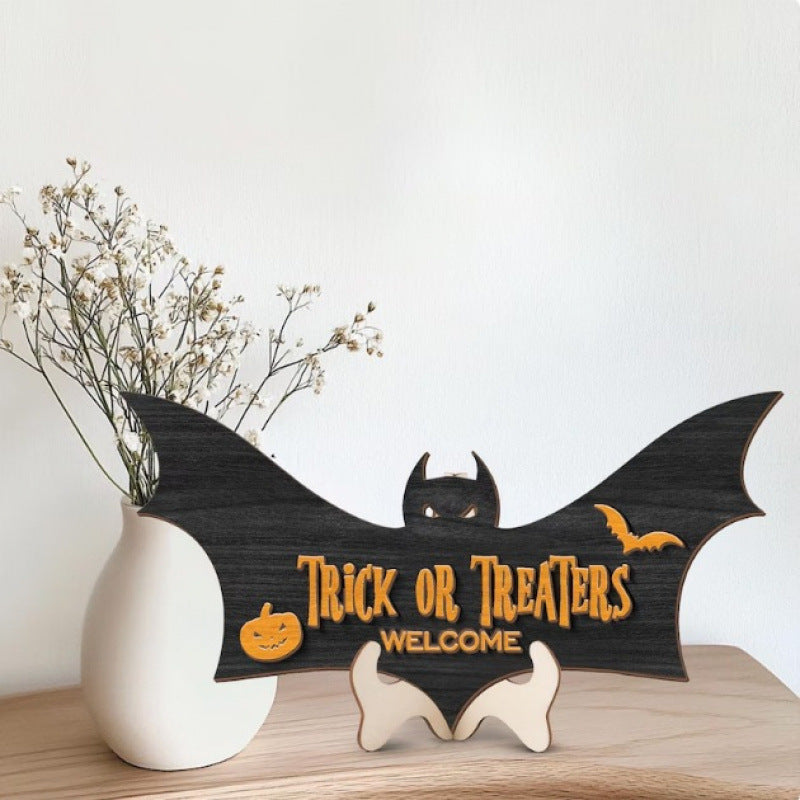 Halloween Batman Wooden Craft Desktop Prop Decorative Wooden Sign Home Decoration