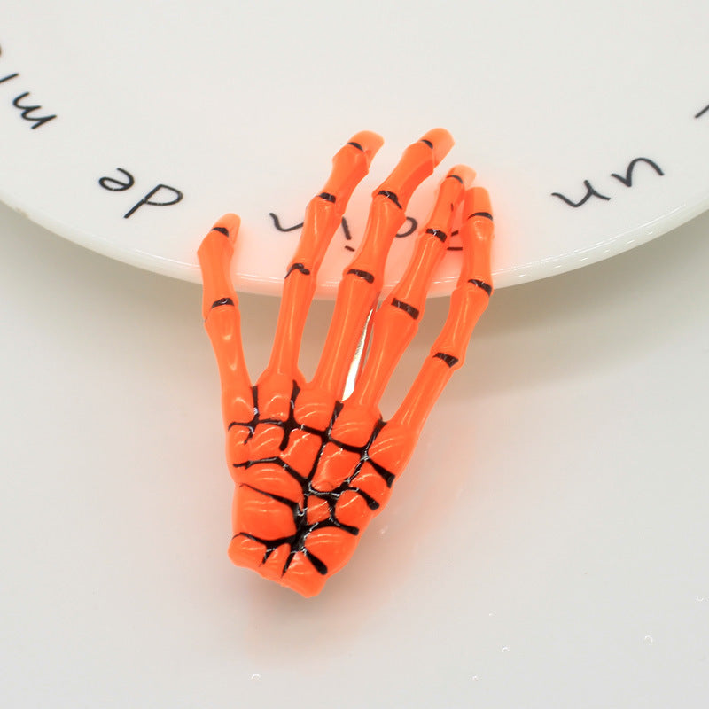 Glow-in-the-Dark Transparent Halloween Hand Bone Hair Clip Creative Funny Hair Accessory Hairpin Costume Prop Decoration