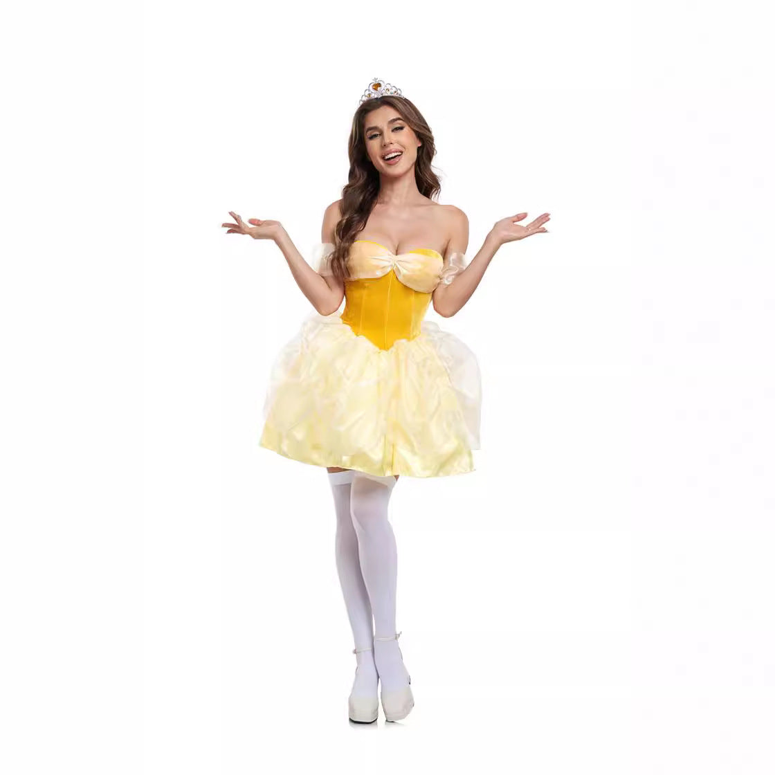 Halloween Beauty and Beast COS Yellow Dress Bell Princess Adult Sexy Bell Princess Dress Performance Dress