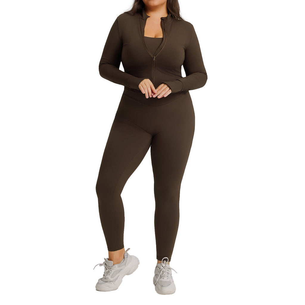 Long sleeved yoga suit set women's sportswear three piece set
