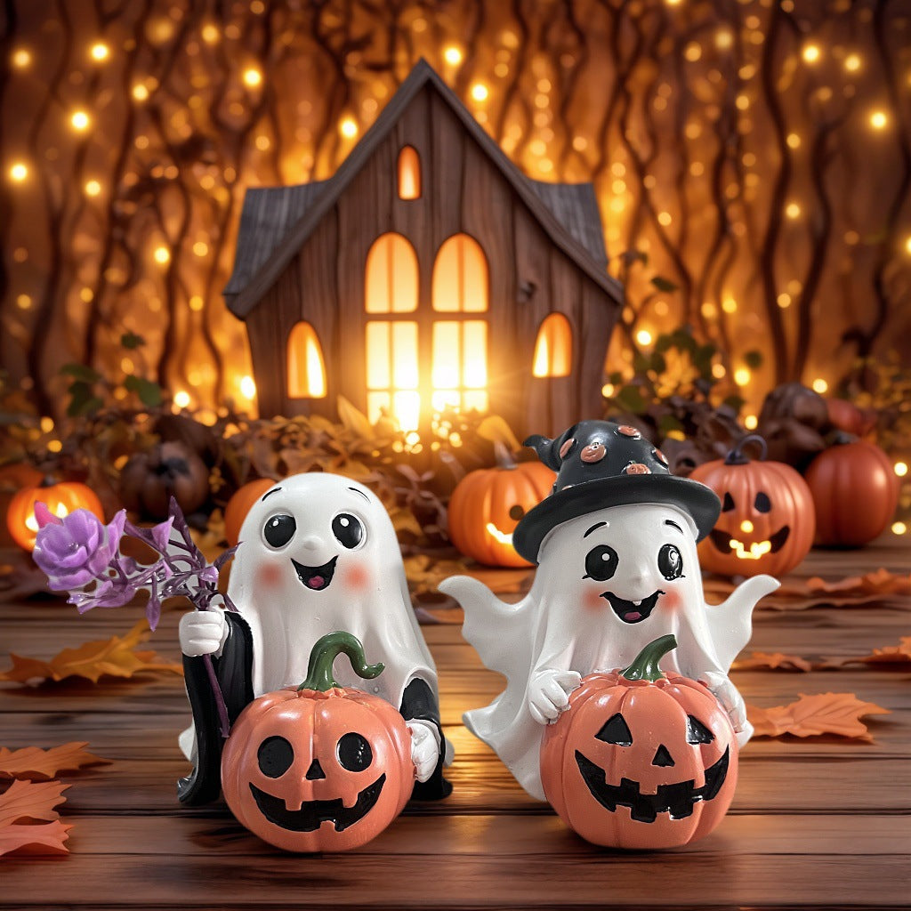 Halloween Ghost Pumpkin Resin Decoration Creative Design Halloween Desk Ornament