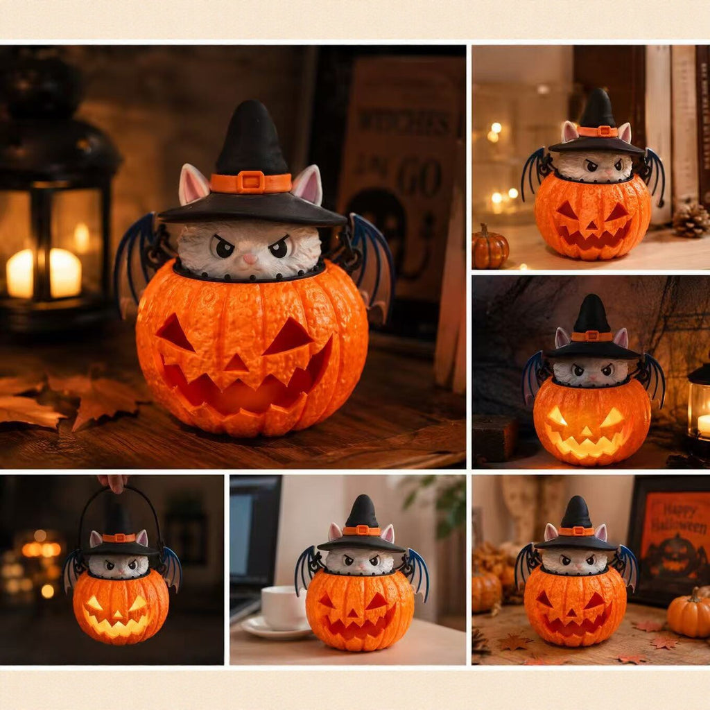 Halloween Cat Pumpkin Lantern 3D Printed LED Desk Decorative Lamp for Festival Party Decoration