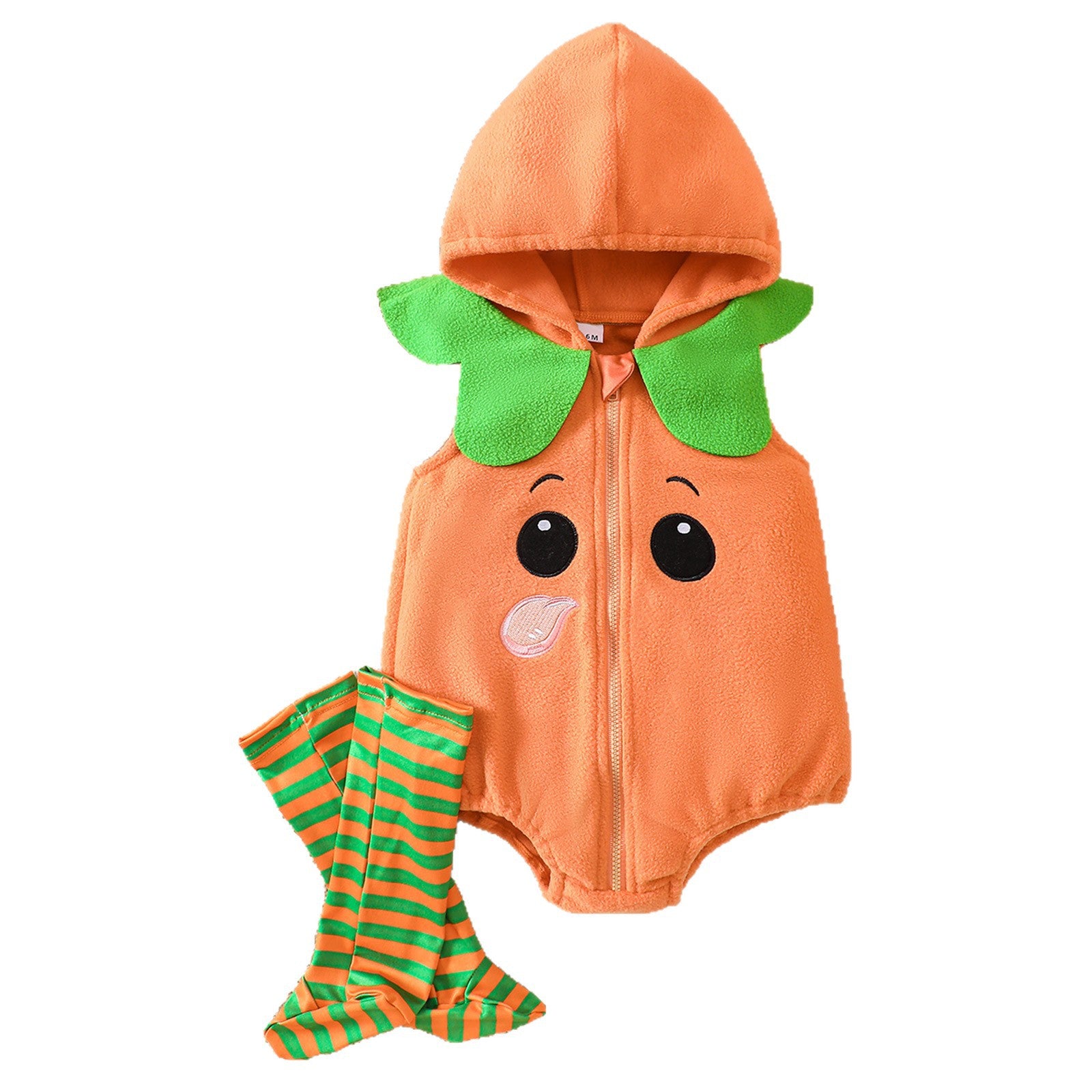 Infant Pumpkin Costume Onesie Halloween Kids Party Performance Outfit Baby Socks 2-Piece Set Children's Clothing