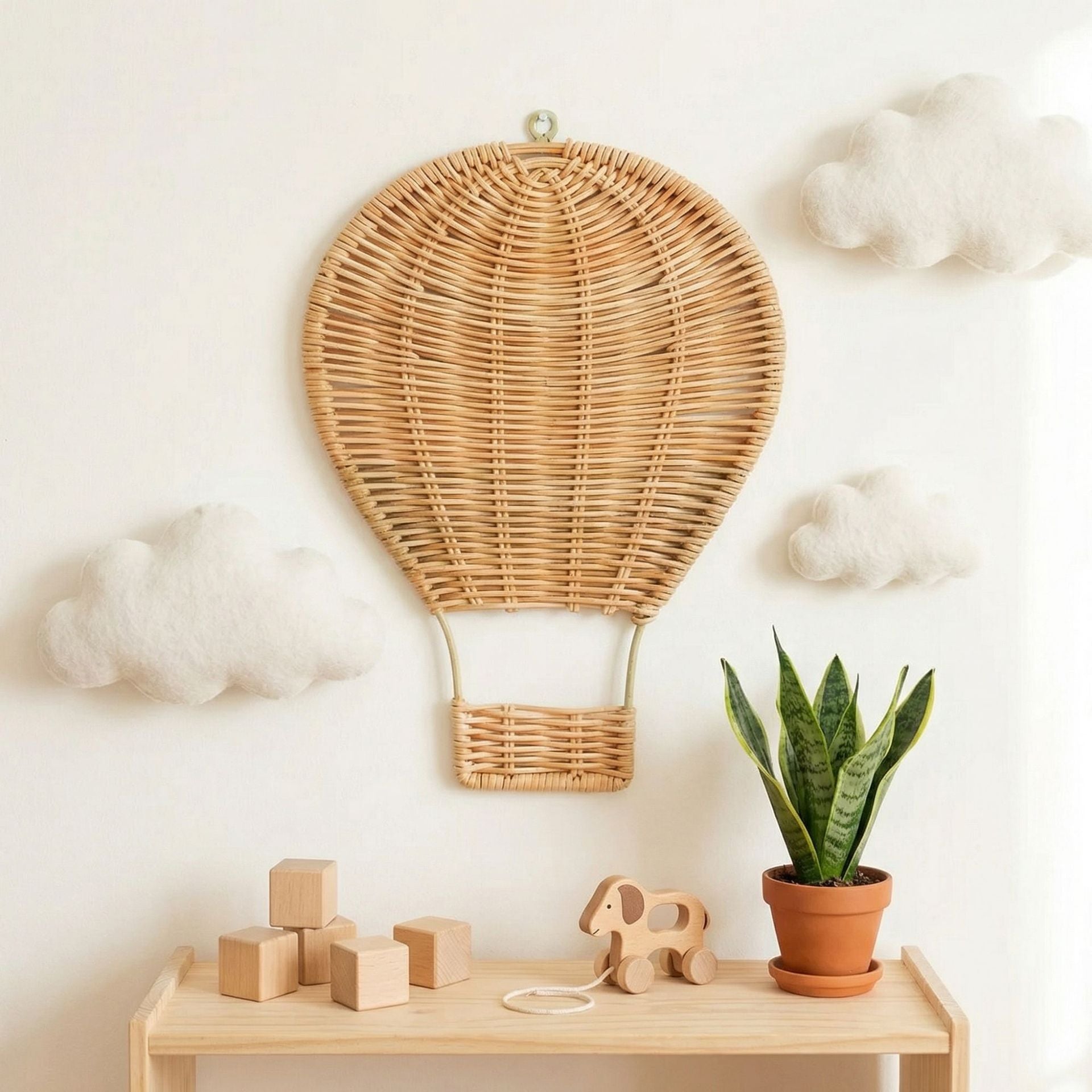 Rattan Hot Air Balloon Wall Decor