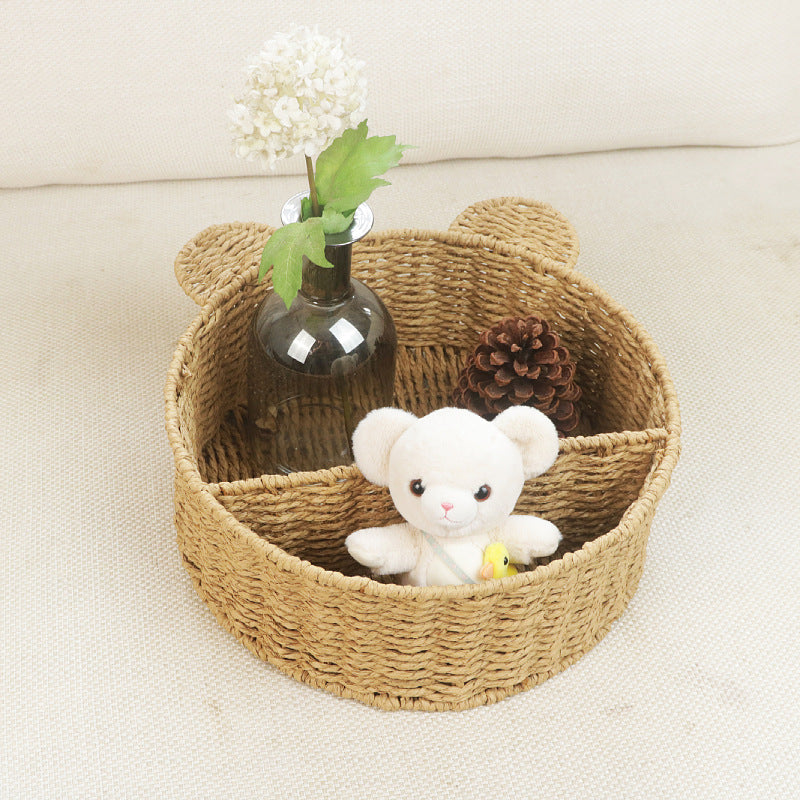 Cat Ear Woven Wall Basket Shelf