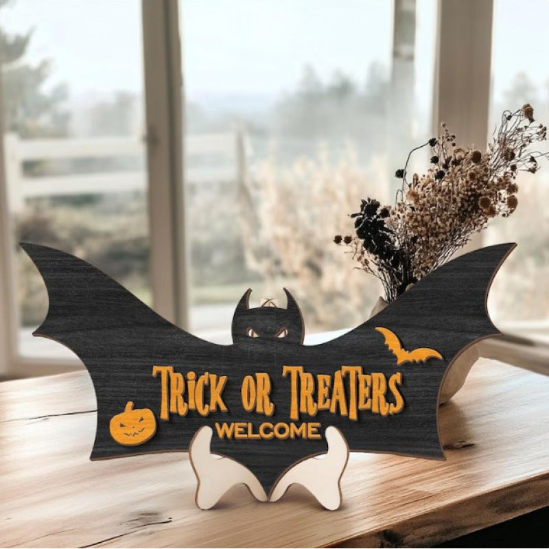 Halloween Batman Wooden Craft Desktop Prop Decorative Wooden Sign Home Decoration