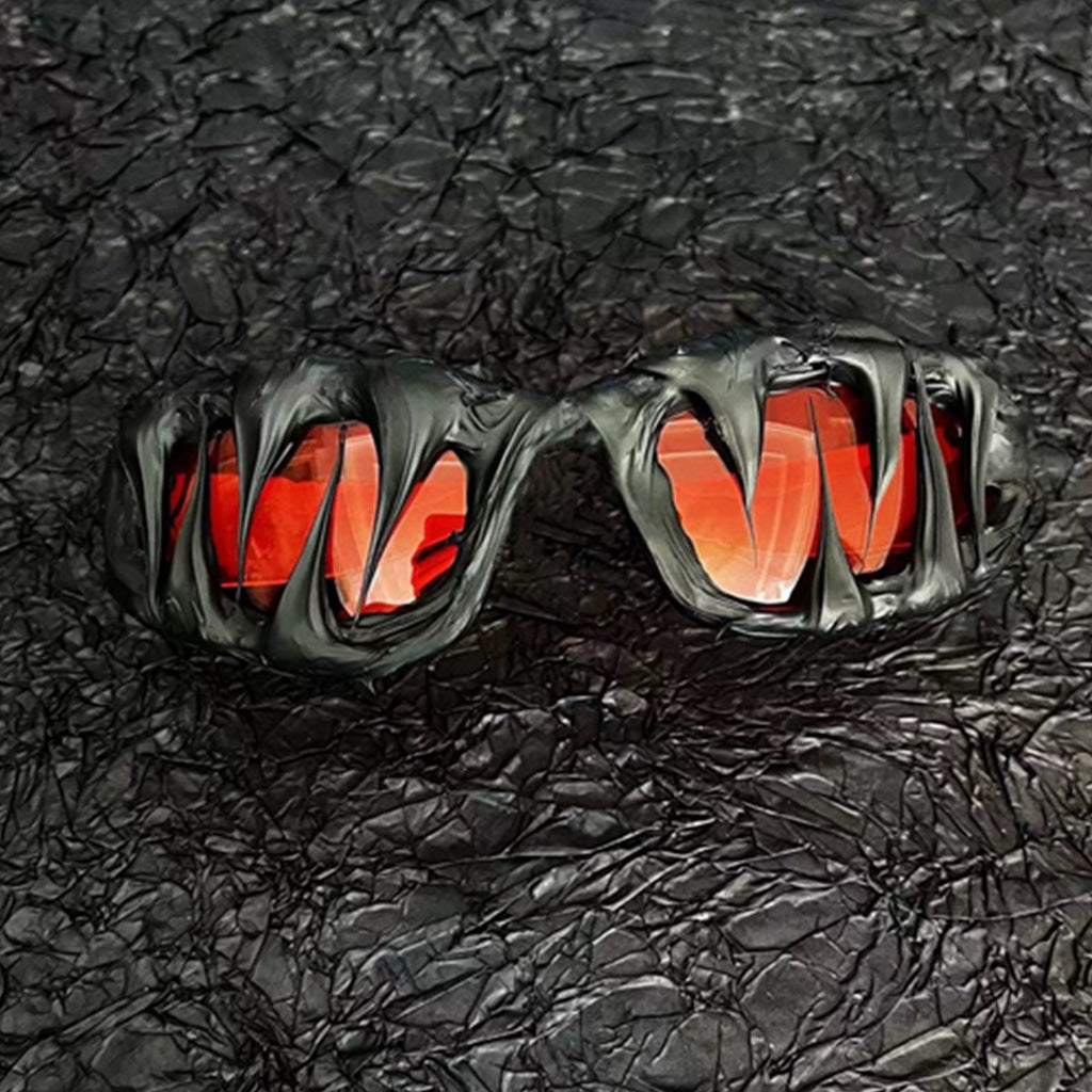 Asymmetrical Edgy Handmade Resin Sunglasses Unique Mutant Personality Venom Halloween Fashion Statement Sun Glasses