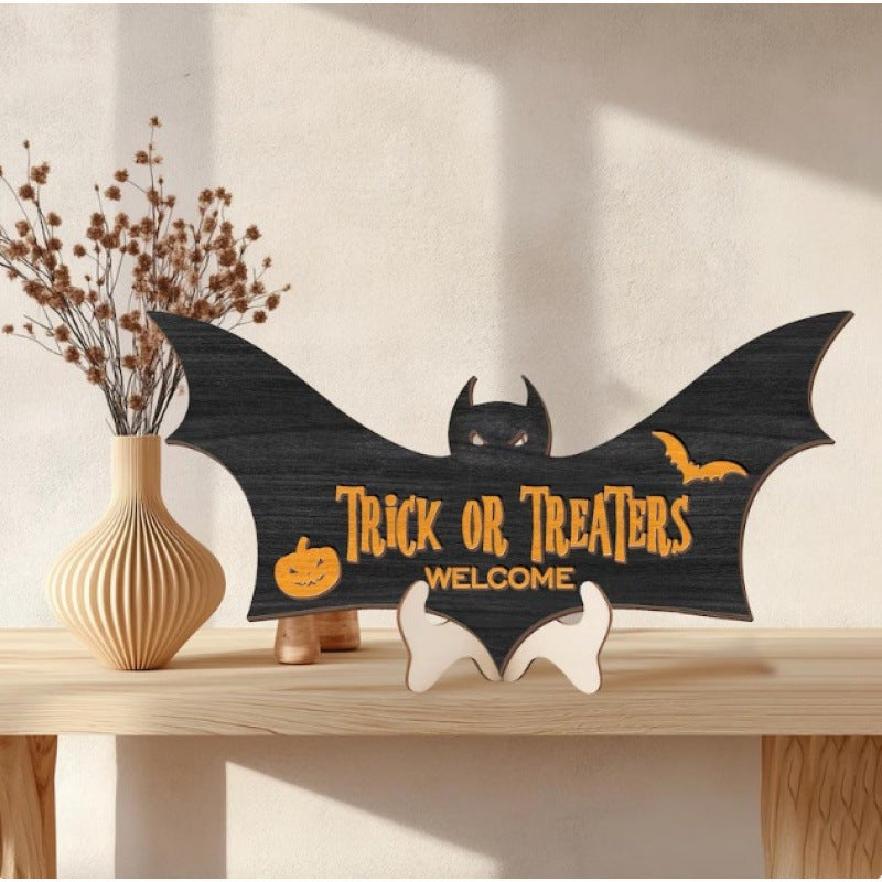 Halloween Batman Wooden Craft Desktop Prop Decorative Wooden Sign Home Decoration
