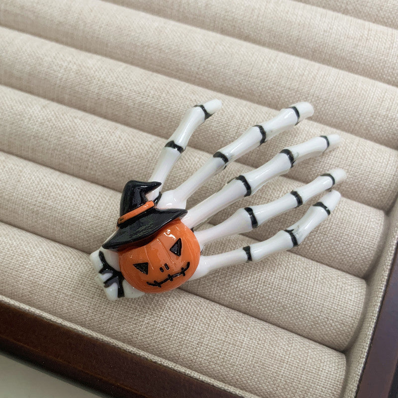 Glow-in-the-Dark Transparent Halloween Hand Bone Hair Clip Creative Funny Hair Accessory Hairpin Costume Prop Decoration