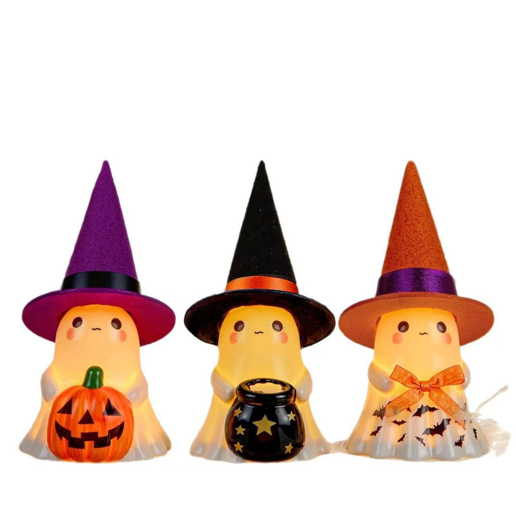 Halloween Glow-in-the-Dark Ghost Decoration Outdoor Standing Ghost for Front Porch Yard Resin Craft