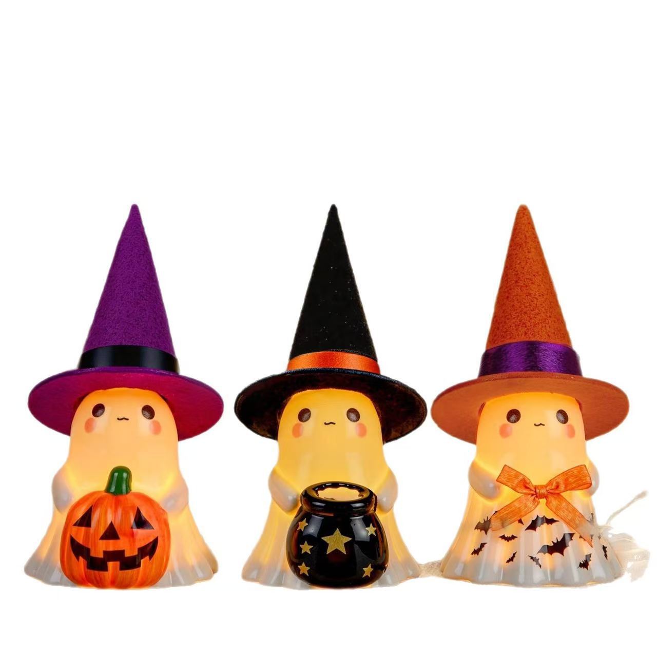 Halloween Glow-in-the-Dark Ghost Decoration Outdoor Standing Ghost for Front Porch Yard Resin Craft