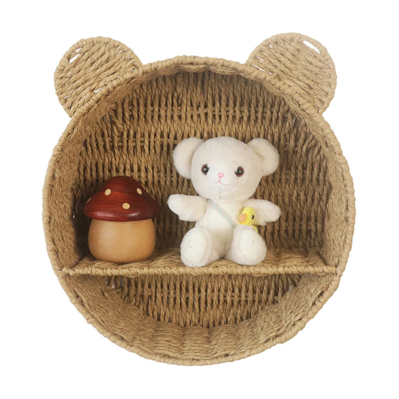 Cat Ear Woven Wall Basket Shelf