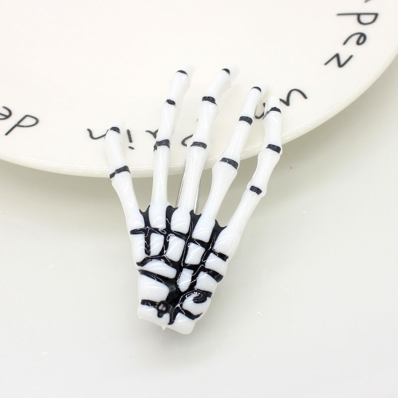 Glow-in-the-Dark Transparent Halloween Hand Bone Hair Clip Creative Funny Hair Accessory Hairpin Costume Prop Decoration