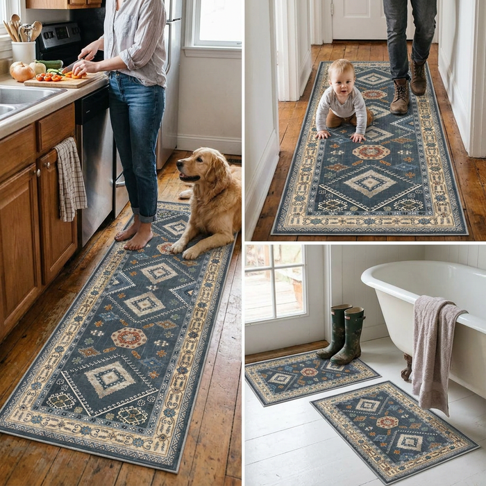 Floral Kitchen Rug Set, 4 Piece