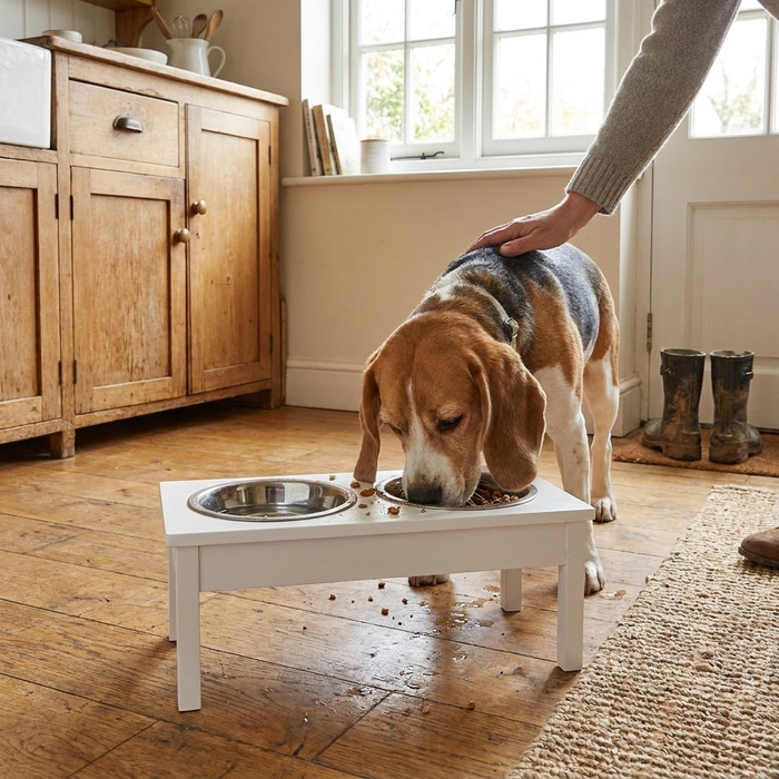 Elevated Dog Bowl Stand, White