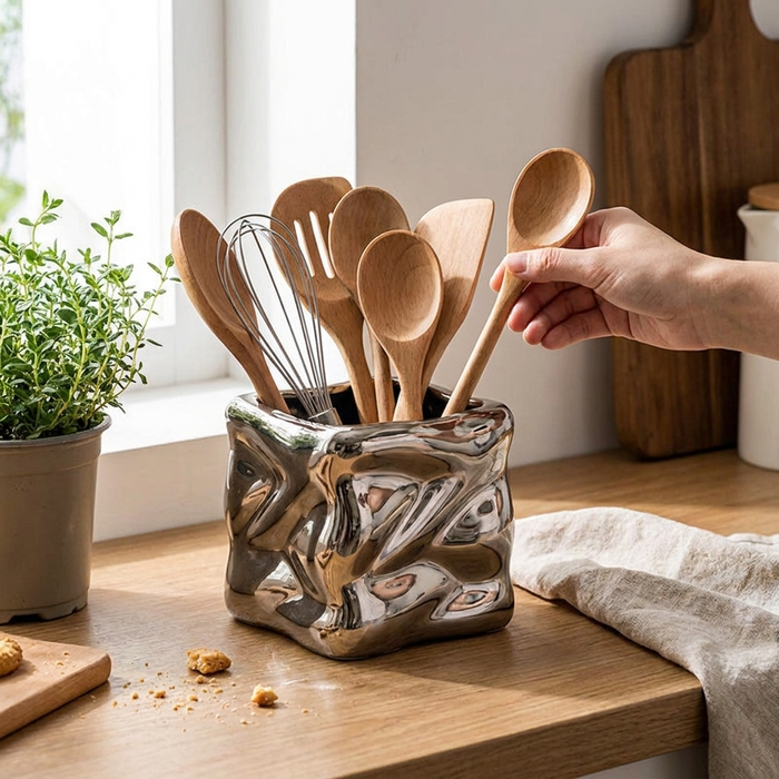 Wavy Ceramic Brush Holder